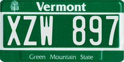 VT license plate XZW897