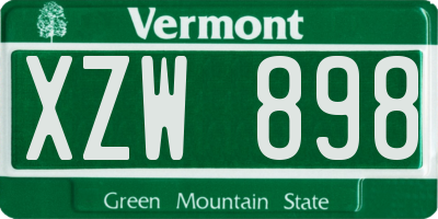 VT license plate XZW898
