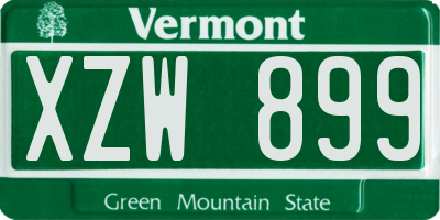 VT license plate XZW899