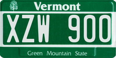 VT license plate XZW900