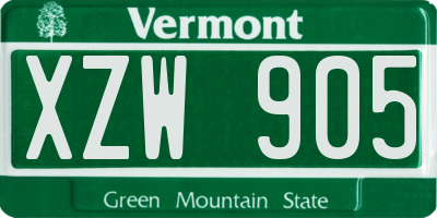 VT license plate XZW905