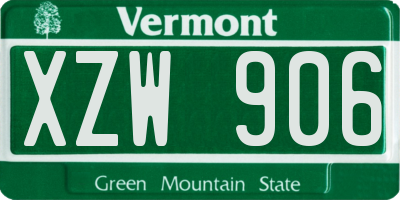 VT license plate XZW906