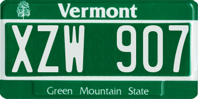 VT license plate XZW907