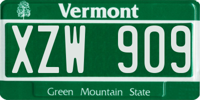 VT license plate XZW909