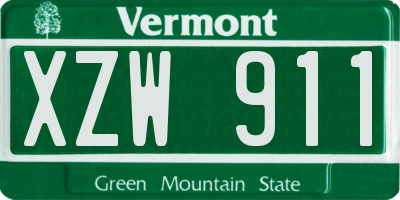 VT license plate XZW911