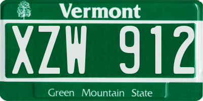 VT license plate XZW912