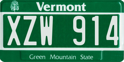 VT license plate XZW914