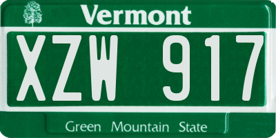 VT license plate XZW917