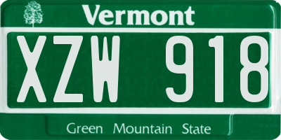 VT license plate XZW918