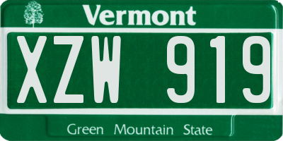 VT license plate XZW919