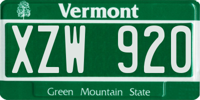 VT license plate XZW920
