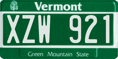 VT license plate XZW921