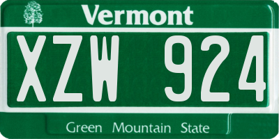 VT license plate XZW924