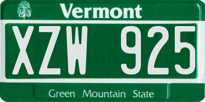 VT license plate XZW925