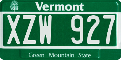 VT license plate XZW927