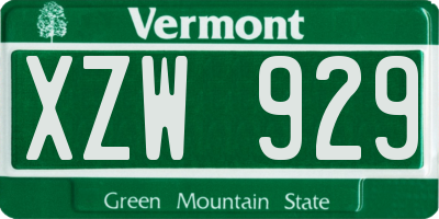 VT license plate XZW929