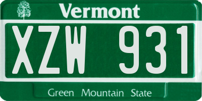 VT license plate XZW931