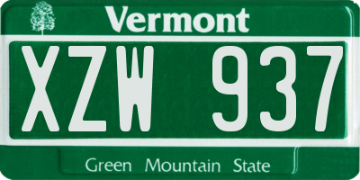 VT license plate XZW937