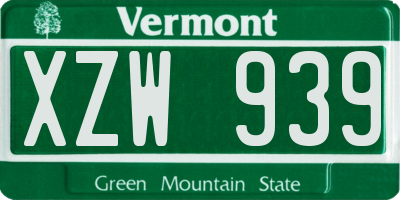 VT license plate XZW939