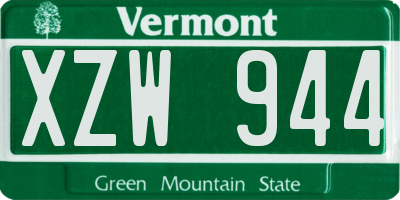 VT license plate XZW944