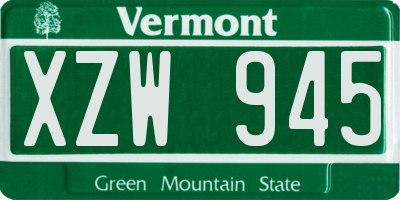 VT license plate XZW945