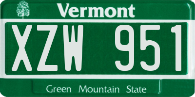 VT license plate XZW951