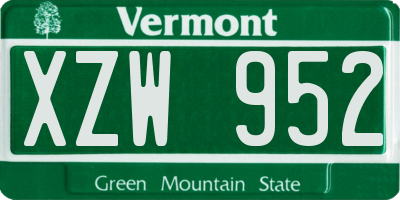 VT license plate XZW952