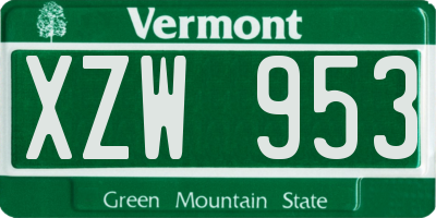 VT license plate XZW953