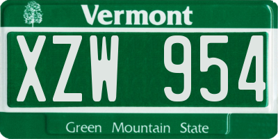 VT license plate XZW954