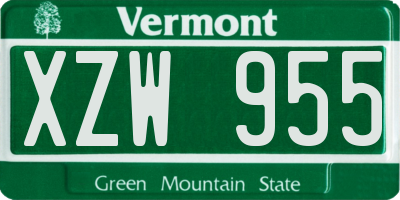 VT license plate XZW955