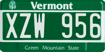 VT license plate XZW956
