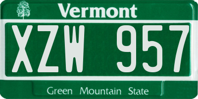 VT license plate XZW957