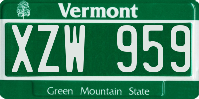 VT license plate XZW959