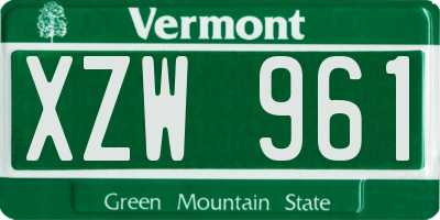 VT license plate XZW961