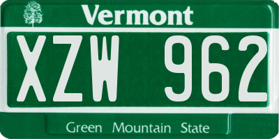 VT license plate XZW962