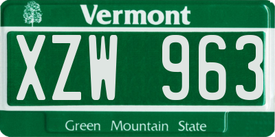 VT license plate XZW963