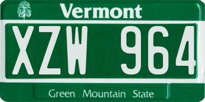 VT license plate XZW964