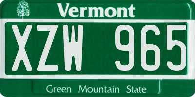VT license plate XZW965
