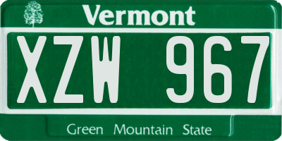 VT license plate XZW967