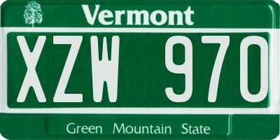 VT license plate XZW970