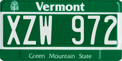 VT license plate XZW972