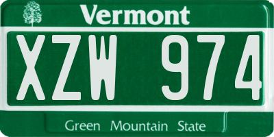 VT license plate XZW974