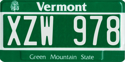 VT license plate XZW978