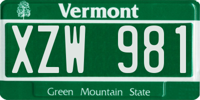 VT license plate XZW981