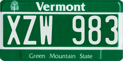VT license plate XZW983
