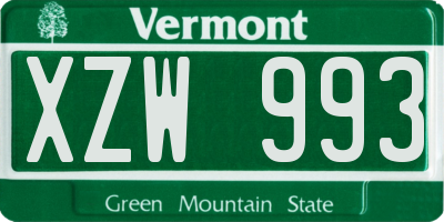 VT license plate XZW993