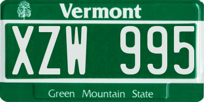 VT license plate XZW995