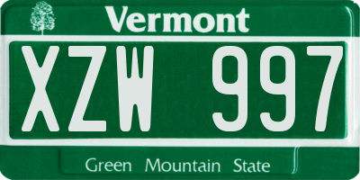 VT license plate XZW997