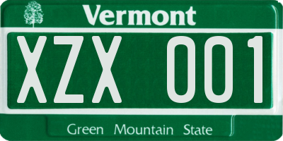VT license plate XZX001
