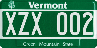 VT license plate XZX002